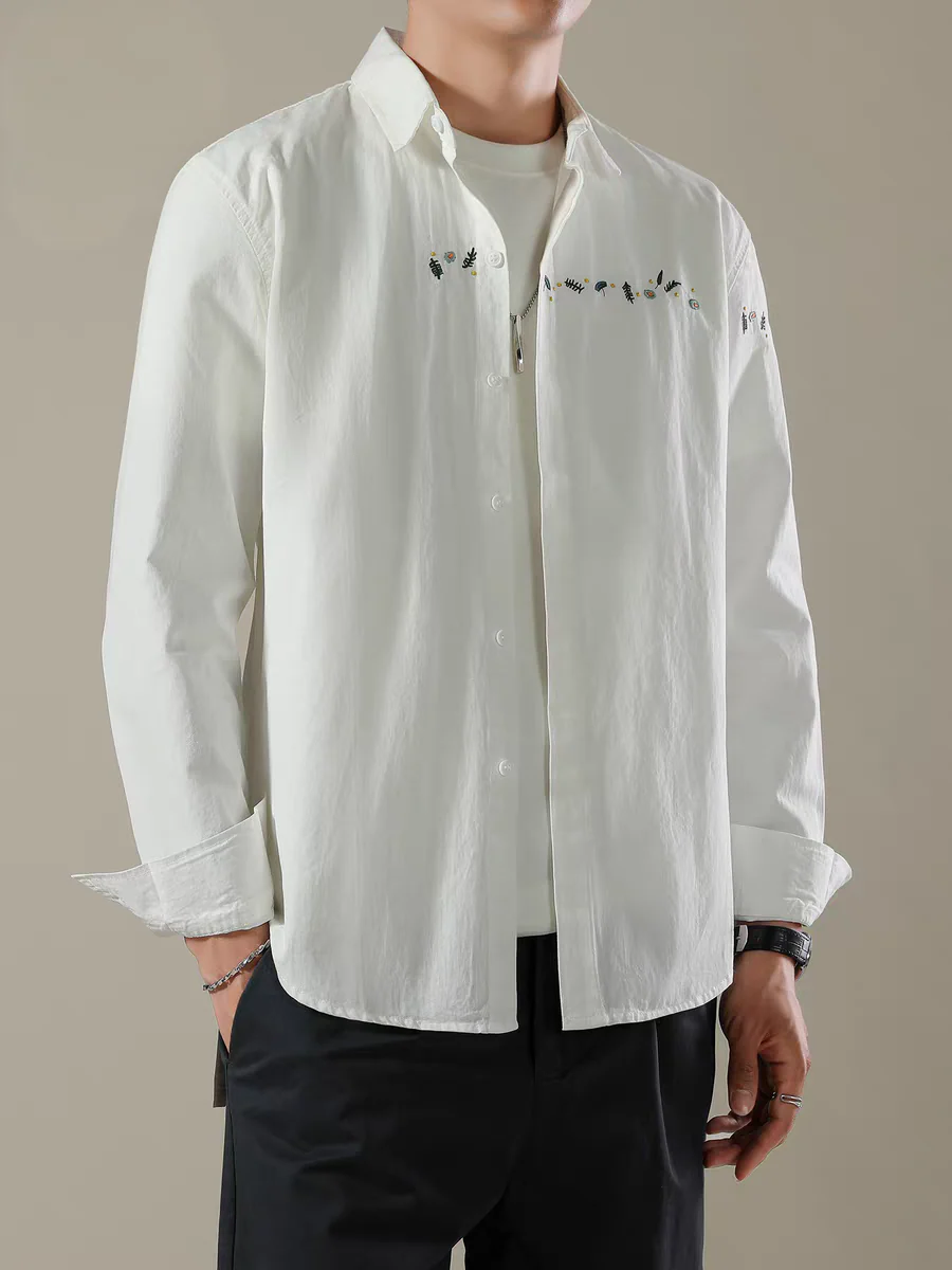 Botanic Crest Embroidered Cotton Shirt - Image 3