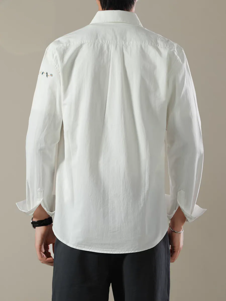 Botanic Crest Embroidered Cotton Shirt - Image 4