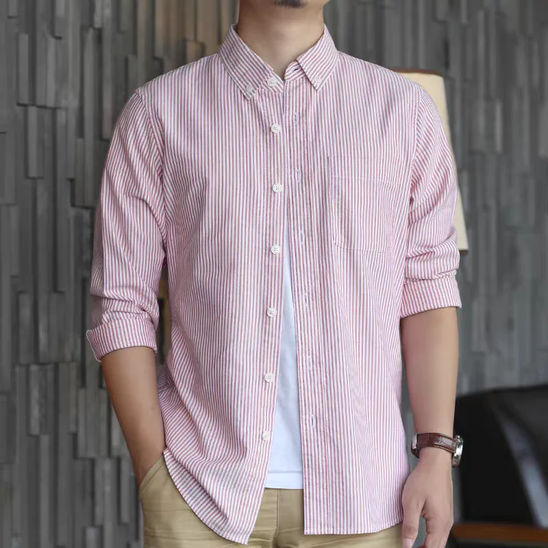 Crimson Pinstripe Heritage Cotton Shirt - Image 4