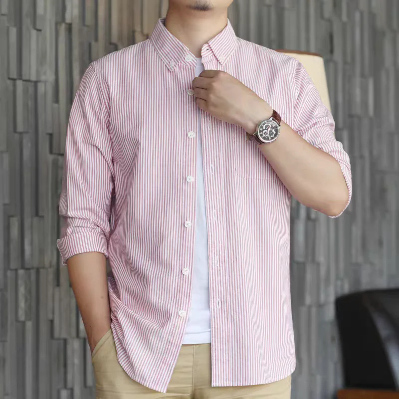 Crimson Pinstripe Heritage Cotton Shirt - Image 5