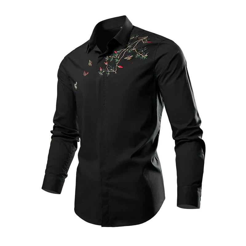 Floral Monarch Embroidered Formal Cotton Shirt - Image 4