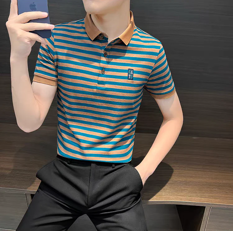 Saffron Tide Stripe Polo T-Shirt - Image 3
