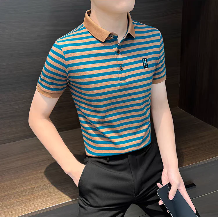 Saffron Tide Stripe Polo T-Shirt - Image 4